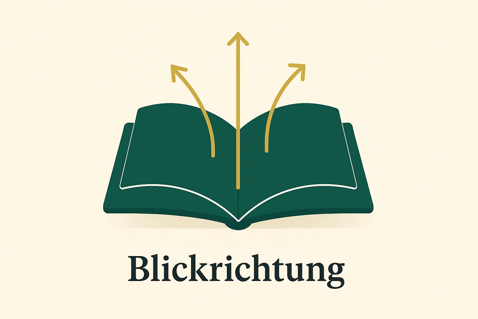 Aufgeschlagenes Buch mit Blickrichtungs-Pfeilen als Symbol für die Erzählperspektive