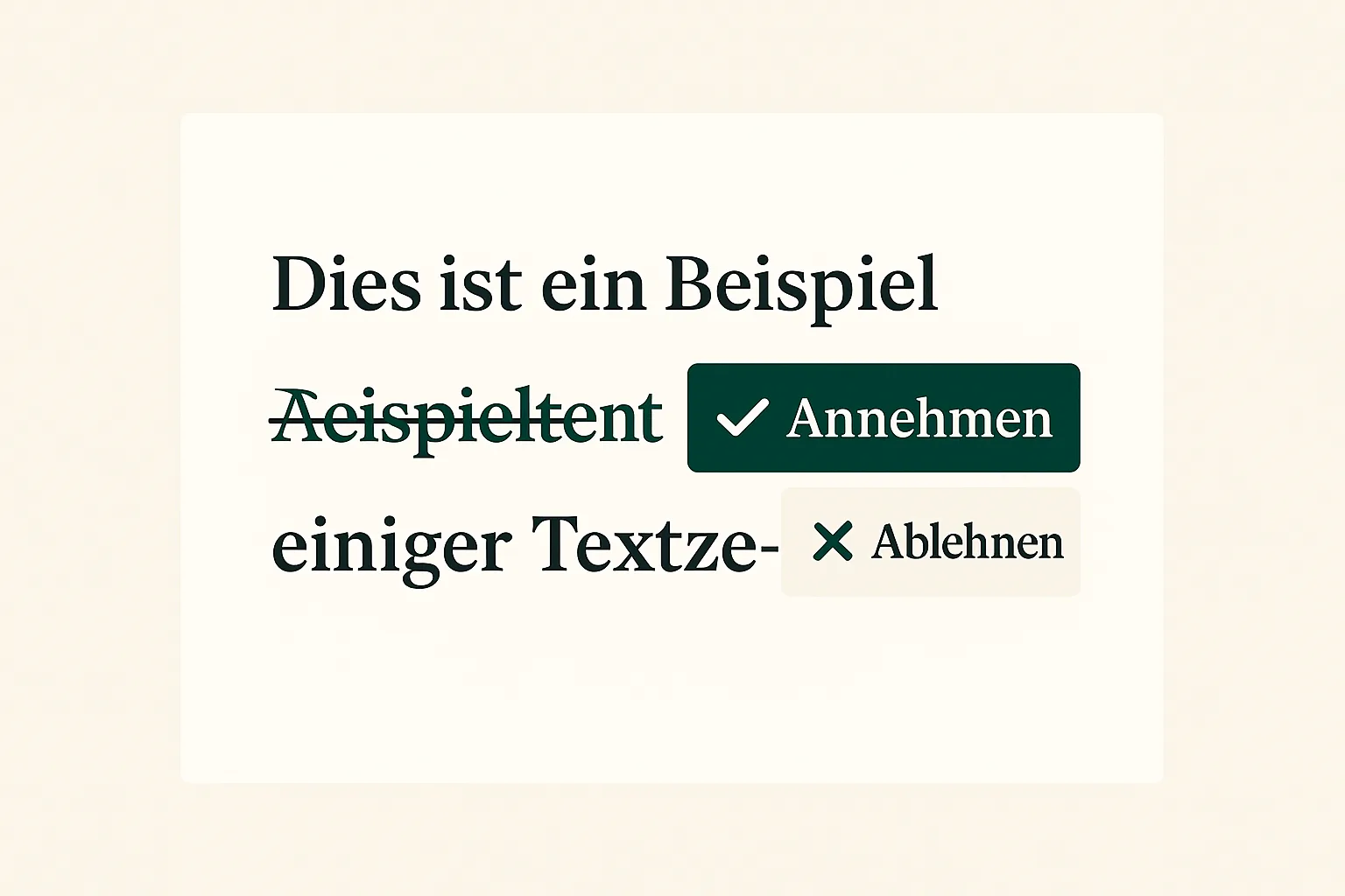 Nachverfolgbare Änderung mit den Schaltflächen Annehmen und Ablehnen