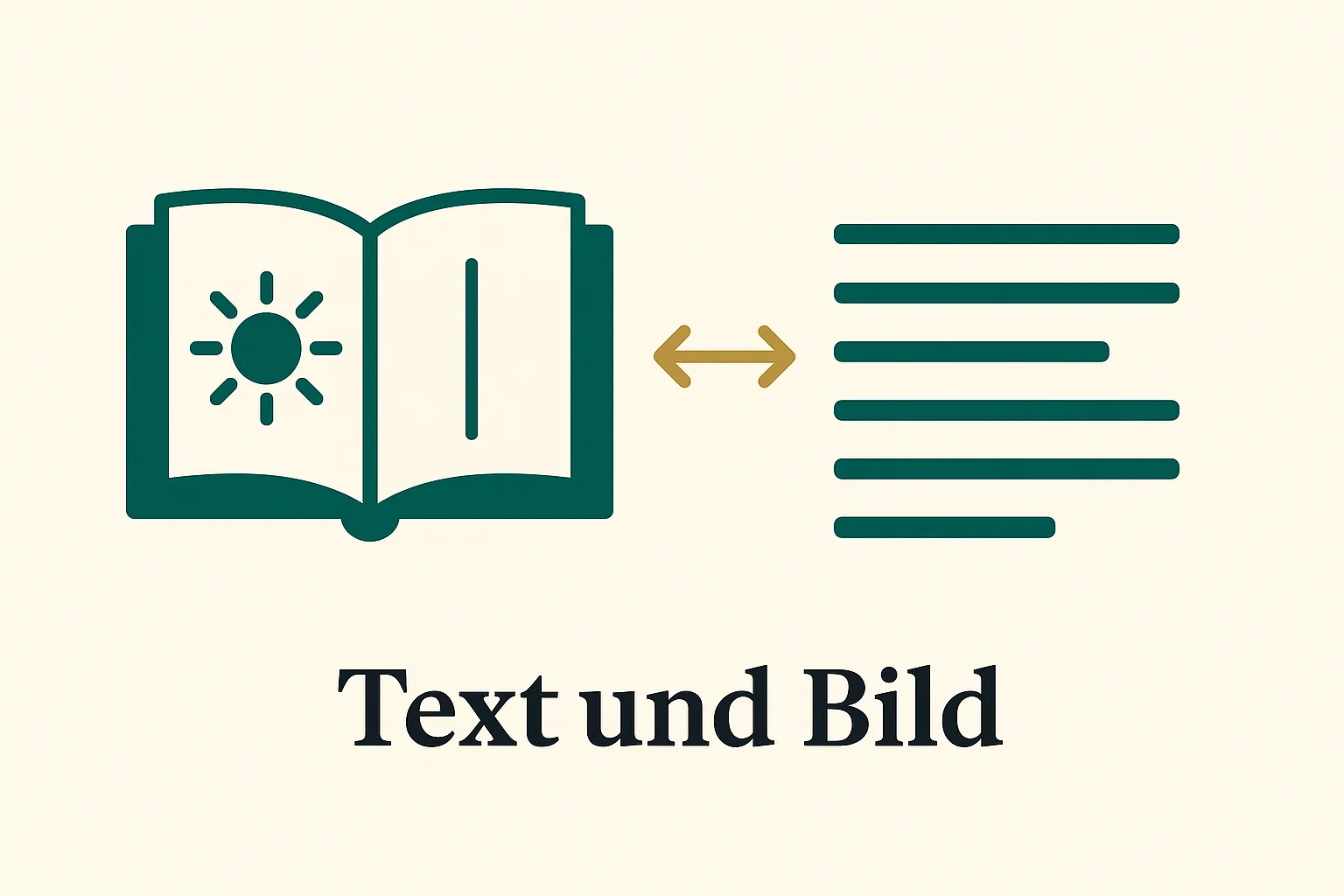 Bilderbuchseite und passender Text werden durch einen goldenen Pfeil verbunden als Symbol für stimmiges Text-Bild-Zusammenspiel