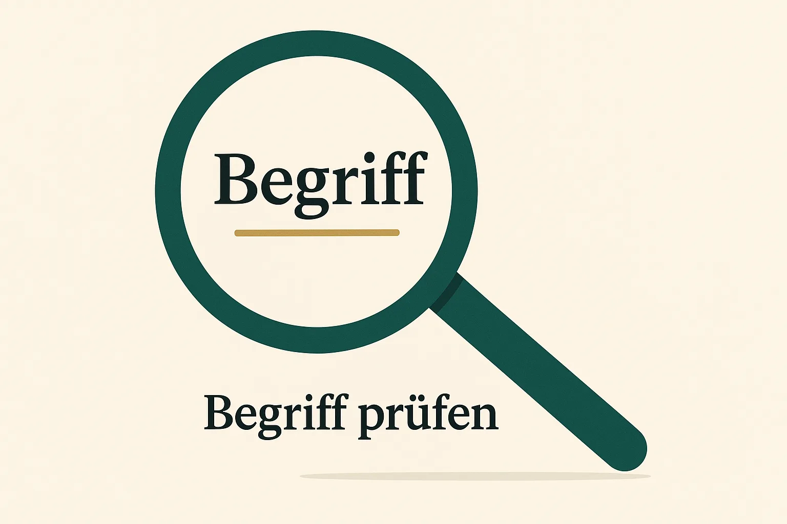 Eine Lupe über einem Fachbegriff als Symbol für die Prüfung konsistenter Terminologie im Sachbuch