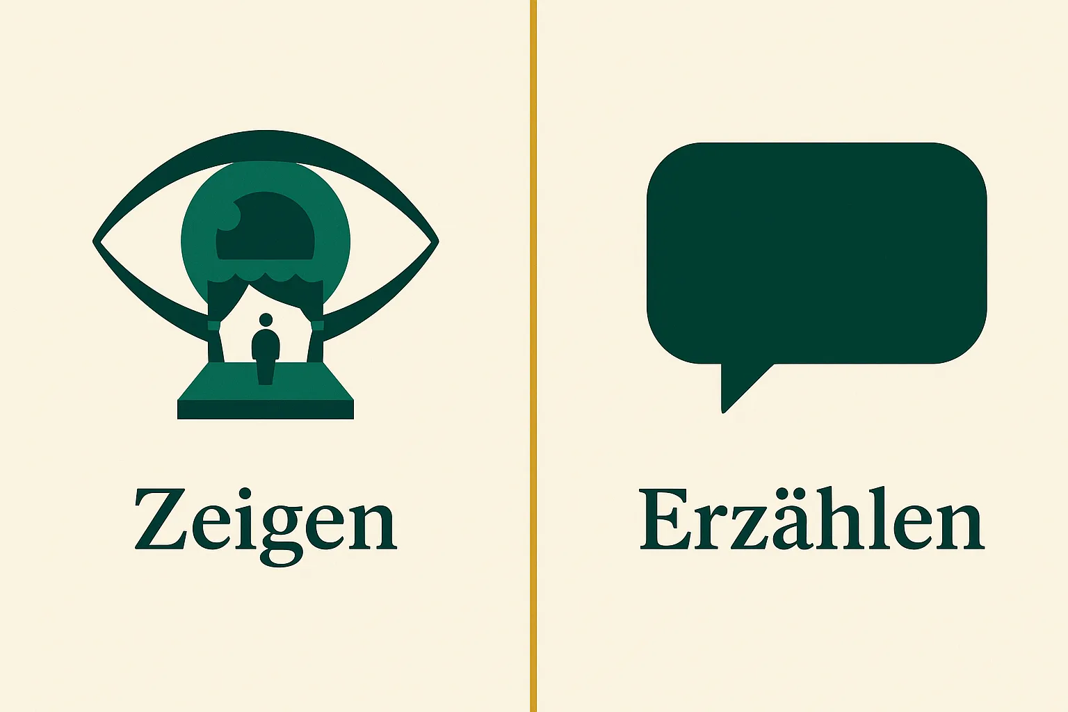Gegenüberstellung von Zeigen als Szene und Erzählen als Aussage