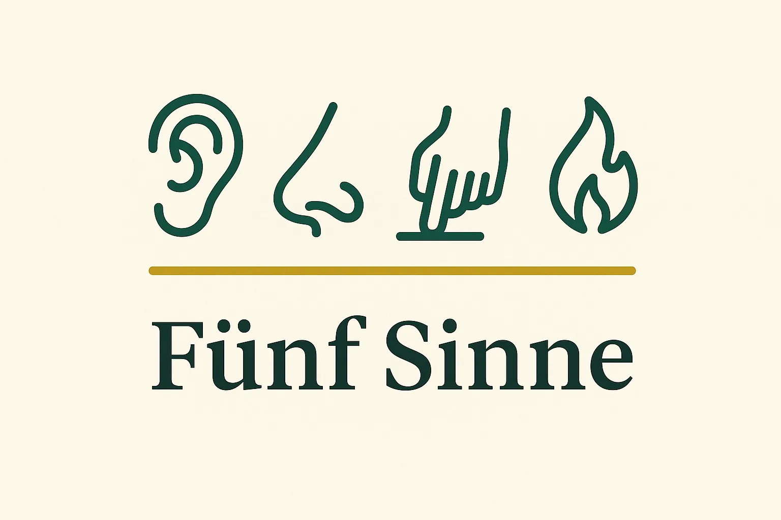 Symbole für Hören, Riechen, Tasten und Temperatur als sensorische Details